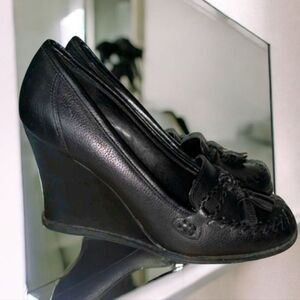 💲Last Price💲6M👠Nygard Natalie elegant and classic black leather shoes wedge
